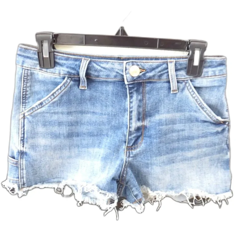 STS Blue High Rise Med Wash Denim Shorts Raw Edge Festival 27" EUC - Picture 5 of 11